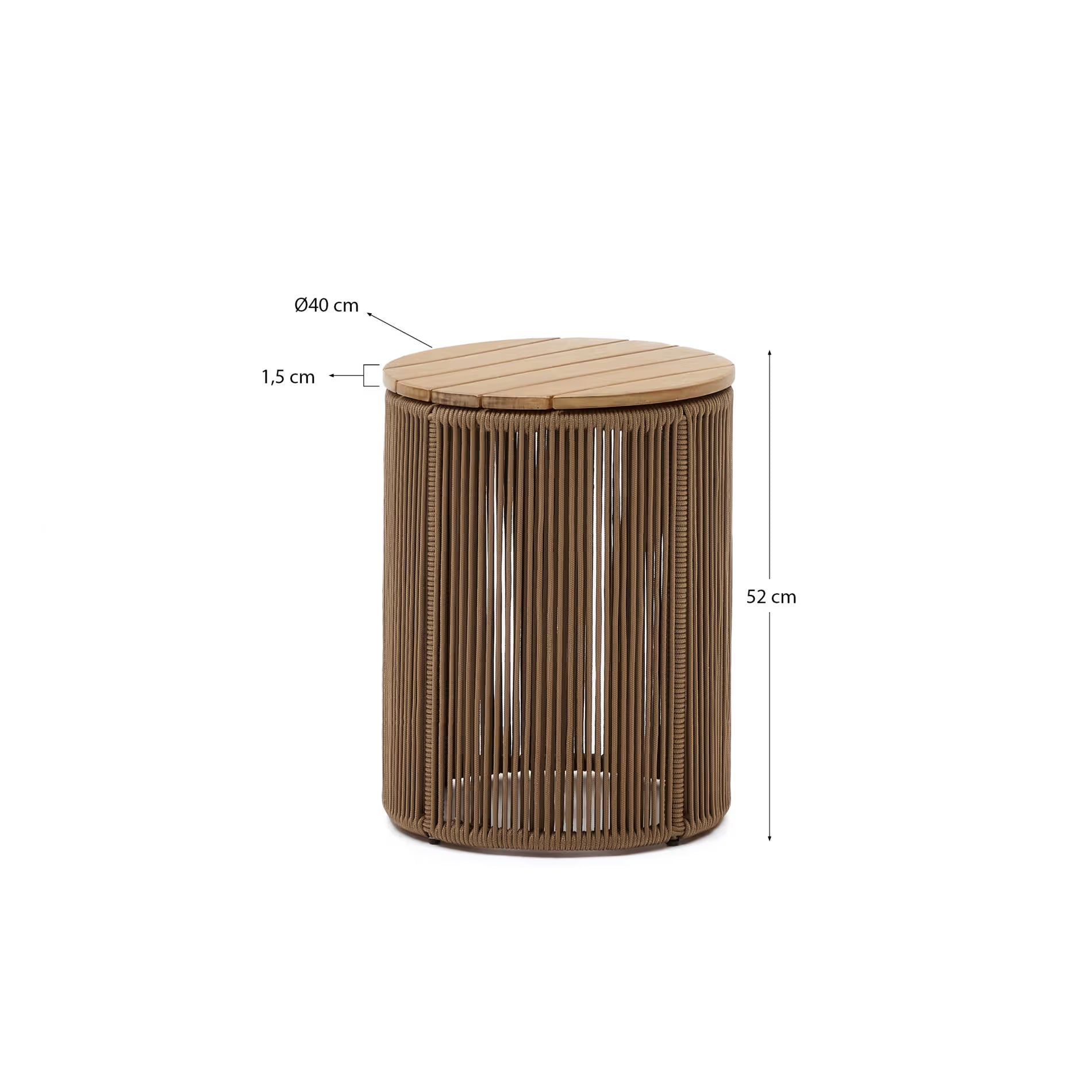 Couchtisch Japandi Stahl Flechtwerk Akazienholz 40 cm