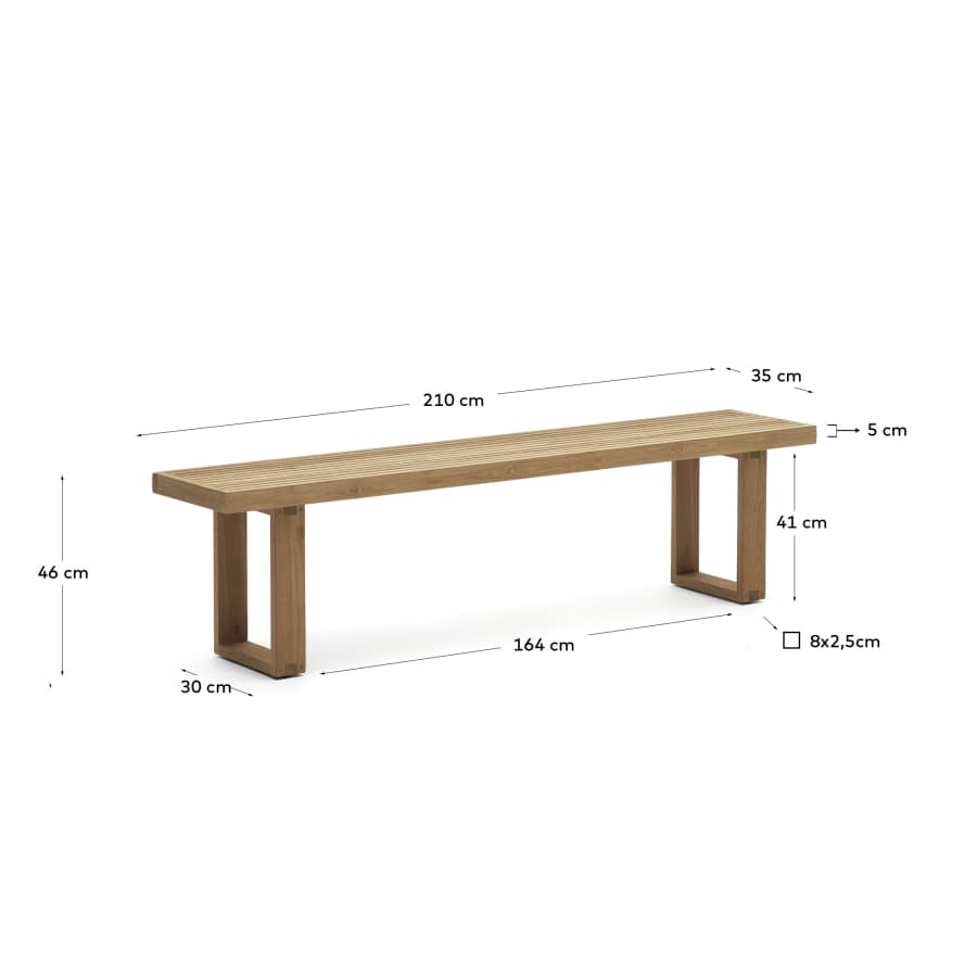 Japandi Bank aus recyceltem Teakholz Outdoor 210 cm