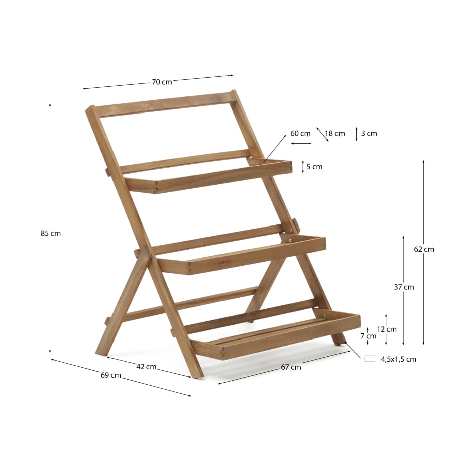 Regal Japandi Akazienholz Outdoor 70x85 cm