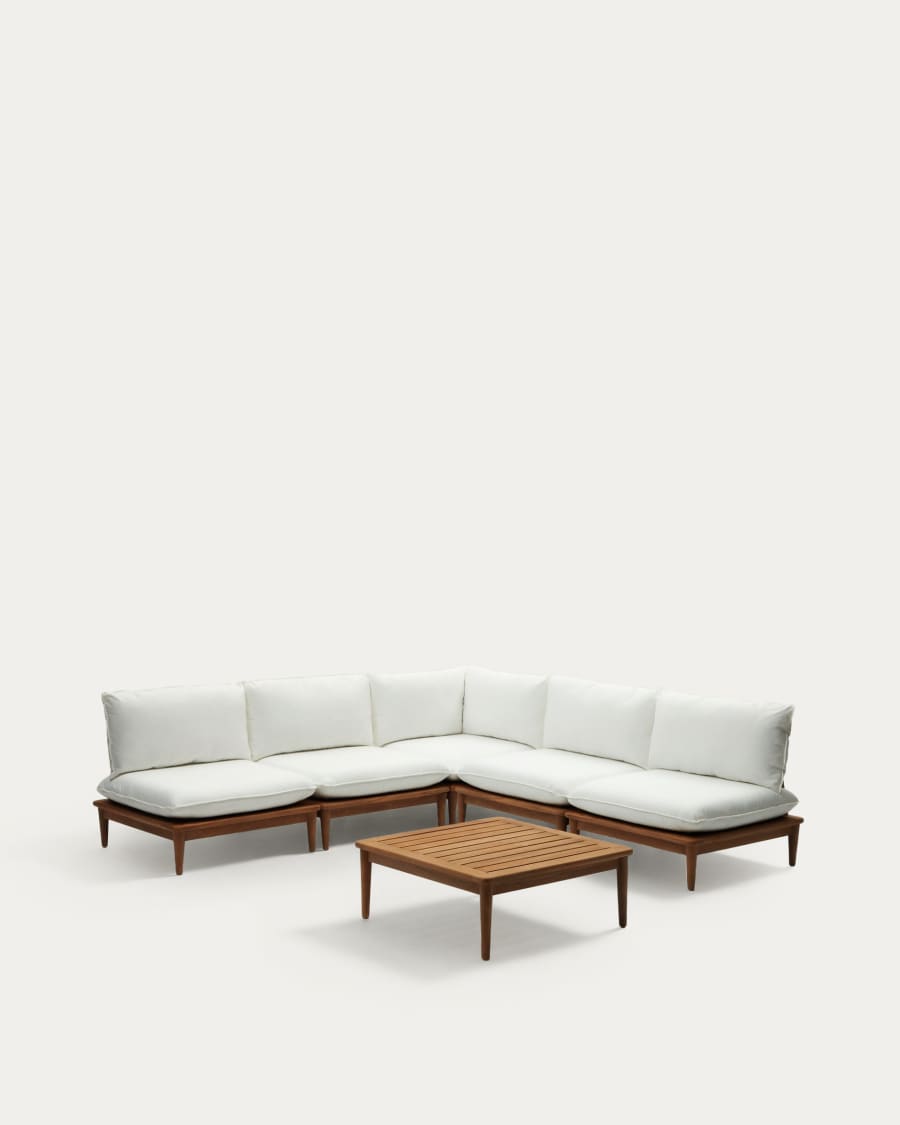 Modulares Japandi Sessel-Set aus Teakholz, 4-teilig
