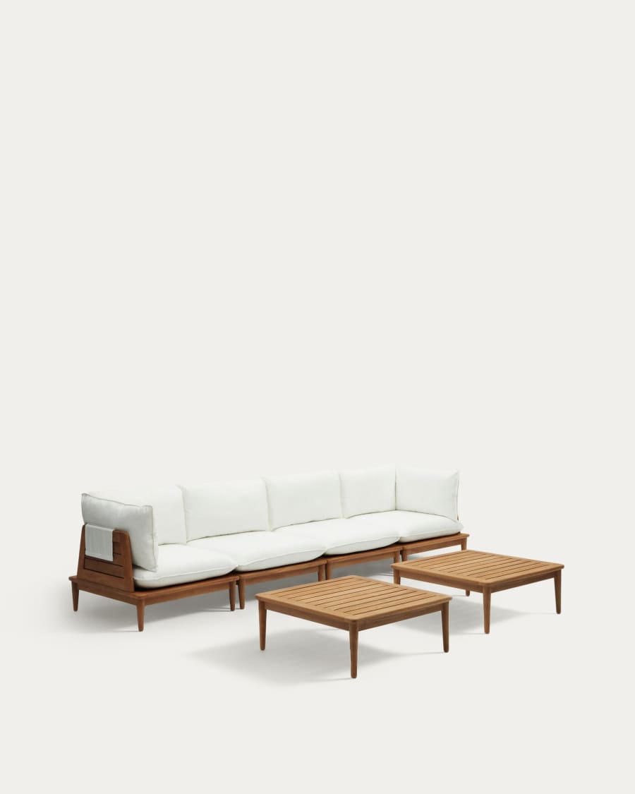 Modulares Japandi Teakholz-Set mit 2 Ecksesseln