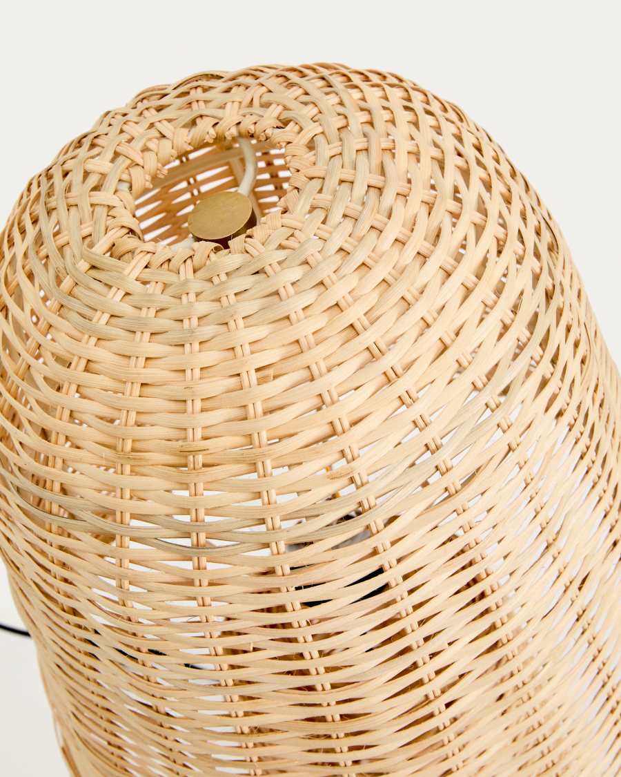 Japandi Rattan Tischlampe Hell