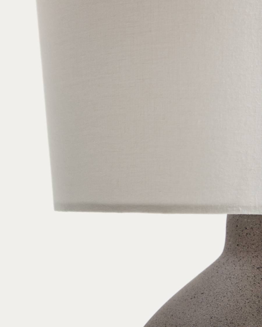 Tischlampe Japandi Steinoptik Baumwollschirm