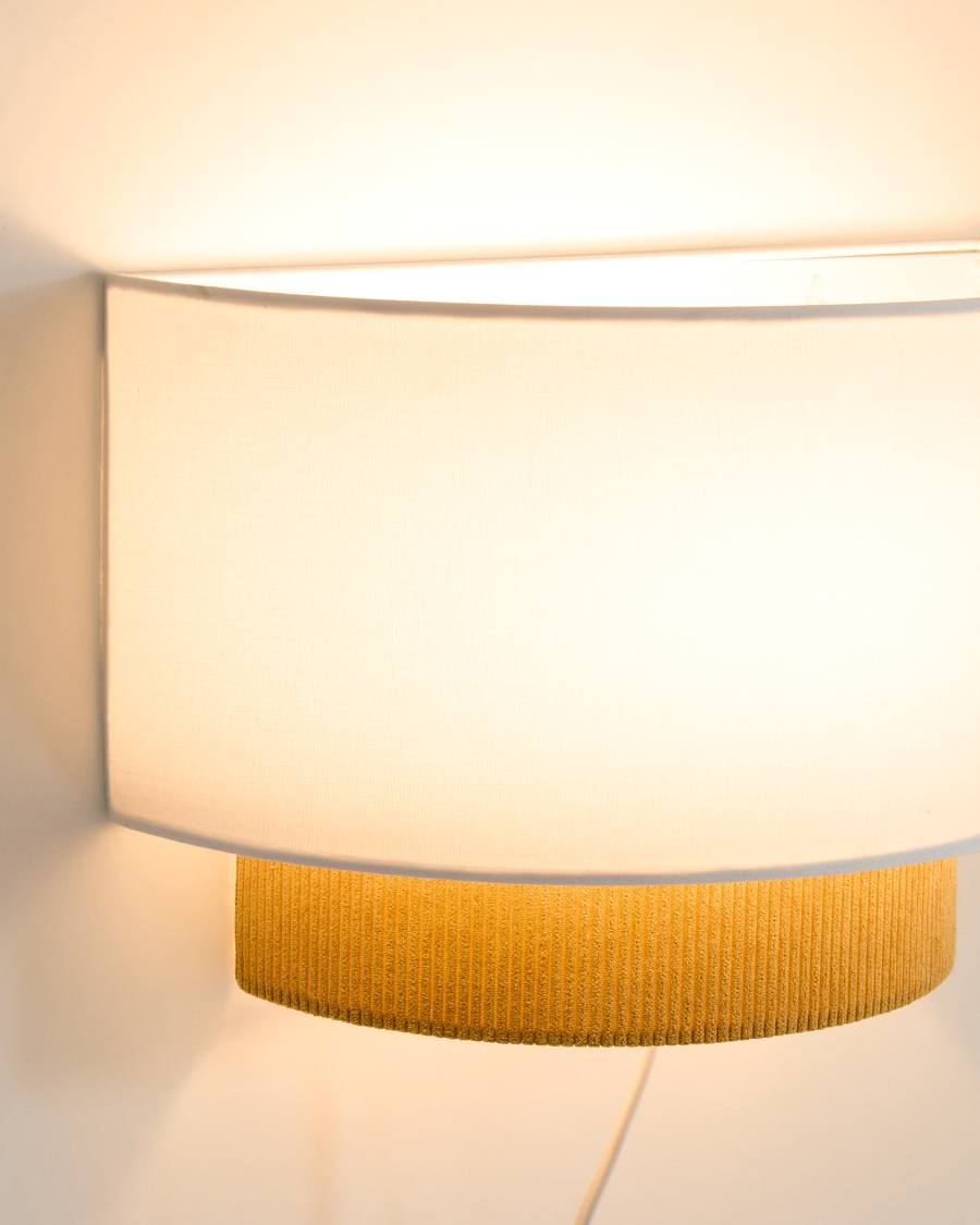Wandleuchte Japandi Baumwolle Senfgelb 40 cm