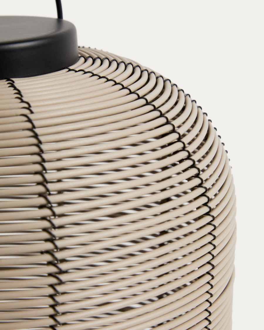 Japandi Tischlampe Rattan Hellgrau Tragbar LED