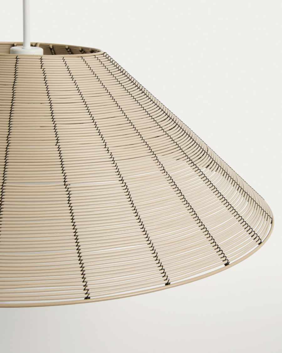 Japandi Rattan Deckenleuchte Hellgrau Outdoor 70 cm