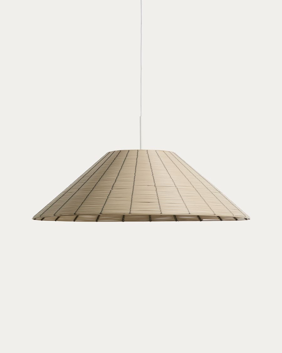 Japandi Rattan Deckenleuchte Hellgrau Outdoor 70 cm