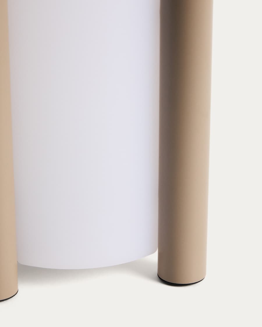 Kleine Tragbare Japandi Tischlampe aus Polyethylen in Taupe