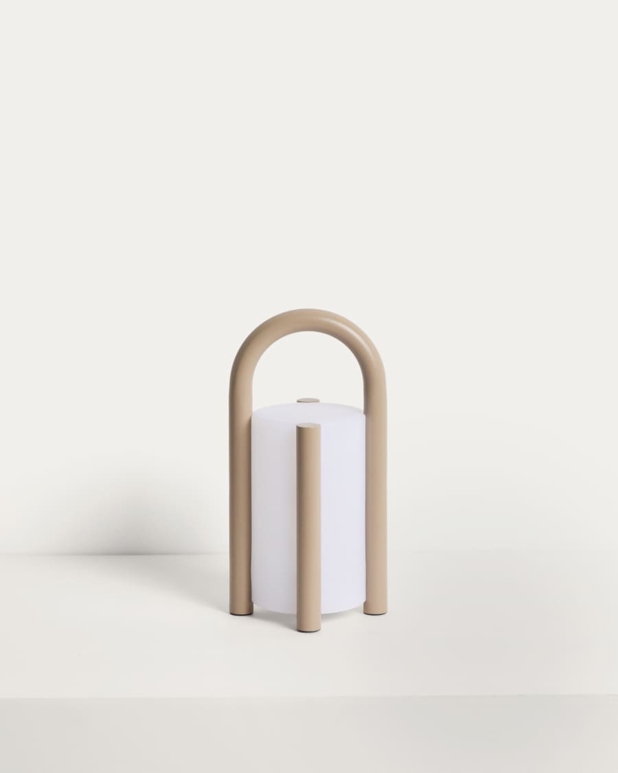 Kleine Tragbare Japandi Tischlampe aus Polyethylen in Taupe