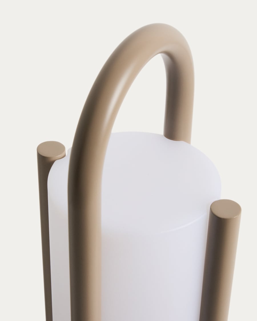 Japandi Tischlampe aus Polyethylen in Taupe – Groß & Tragbar