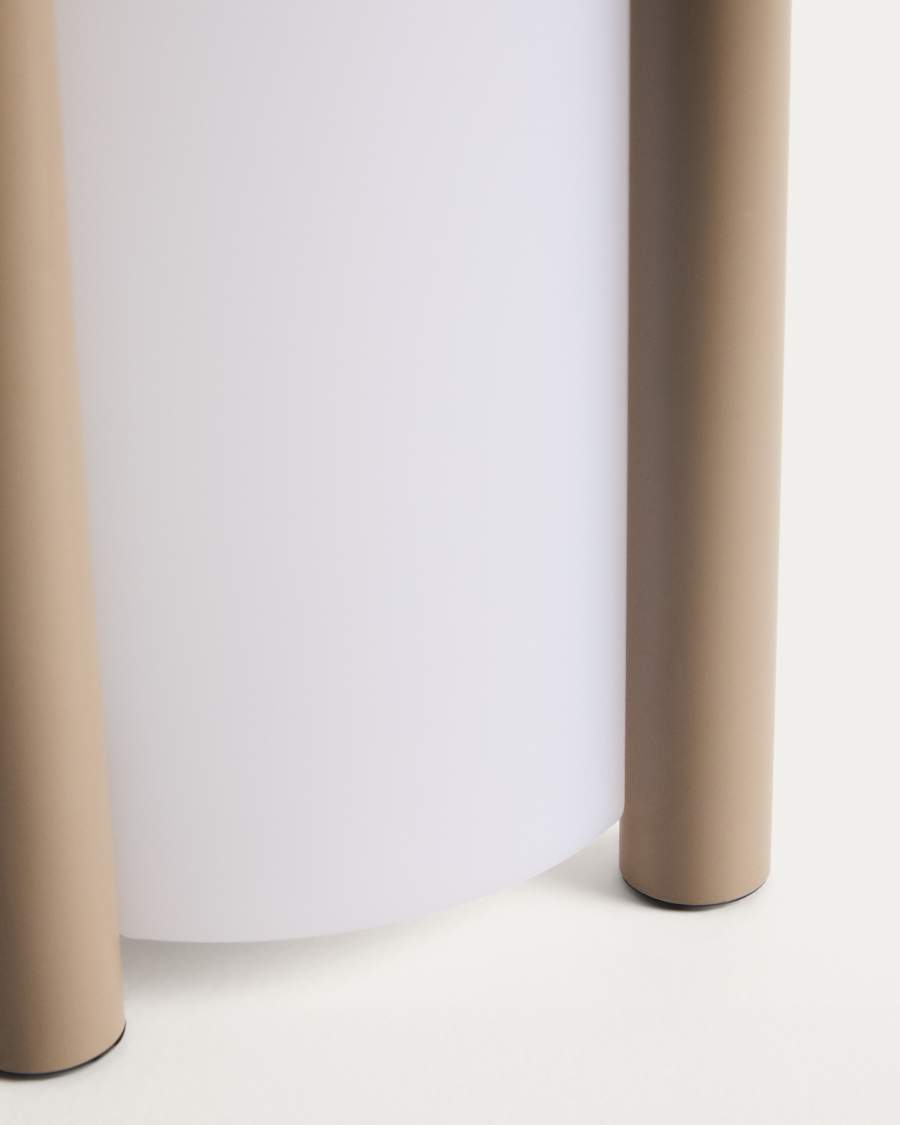 Japandi Tischlampe aus Polyethylen in Taupe – Groß & Tragbar