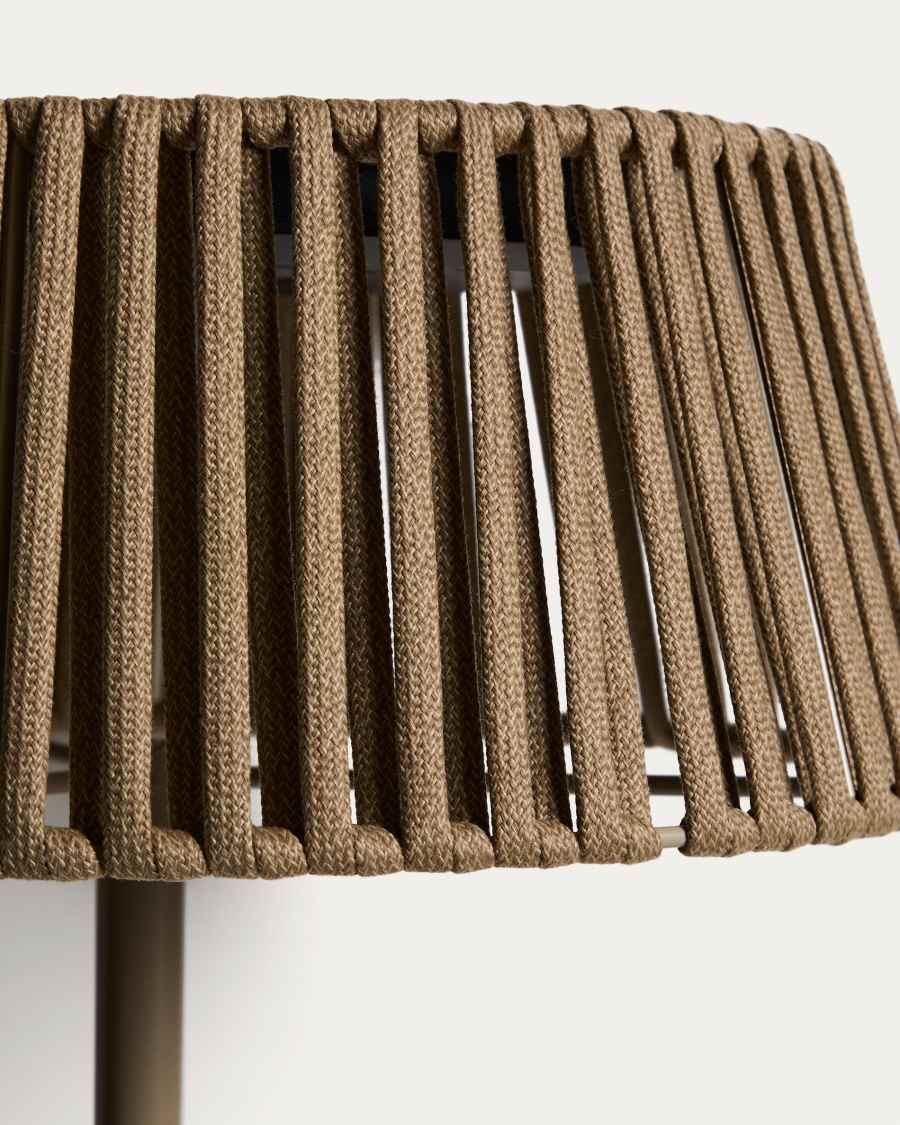 Japandi Stehlampe Beige mit Seil Solar Außenlampe 46 cm
