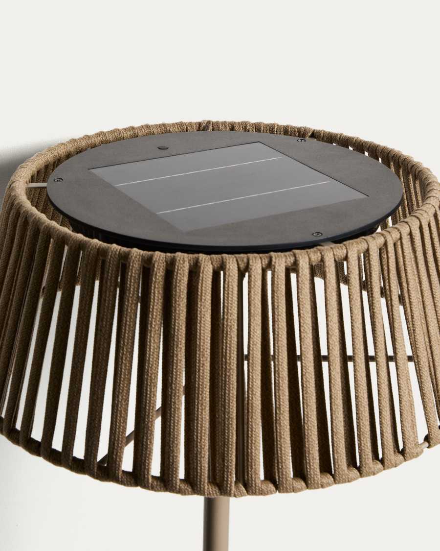 Japandi Stehlampe Beige mit Seil Solar Außenlampe 46 cm