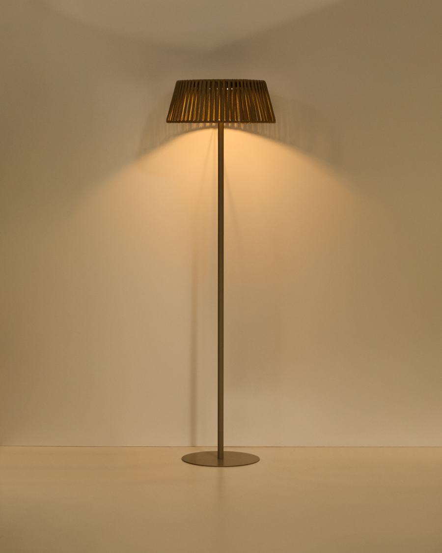 Japandi Stehlampe Beige mit Seil Solar Außenlampe 46 cm
