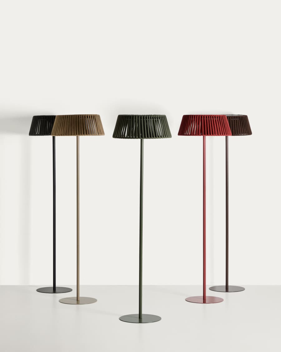 Japandi Stehlampe Beige mit Seil Solar Außenlampe 46 cm