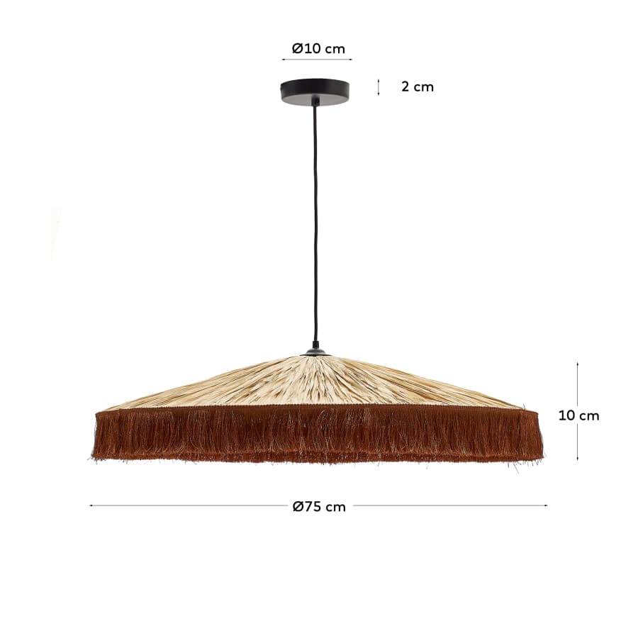 Pendelleuchte Japandi Raffiabast Terrakotta 75 cm