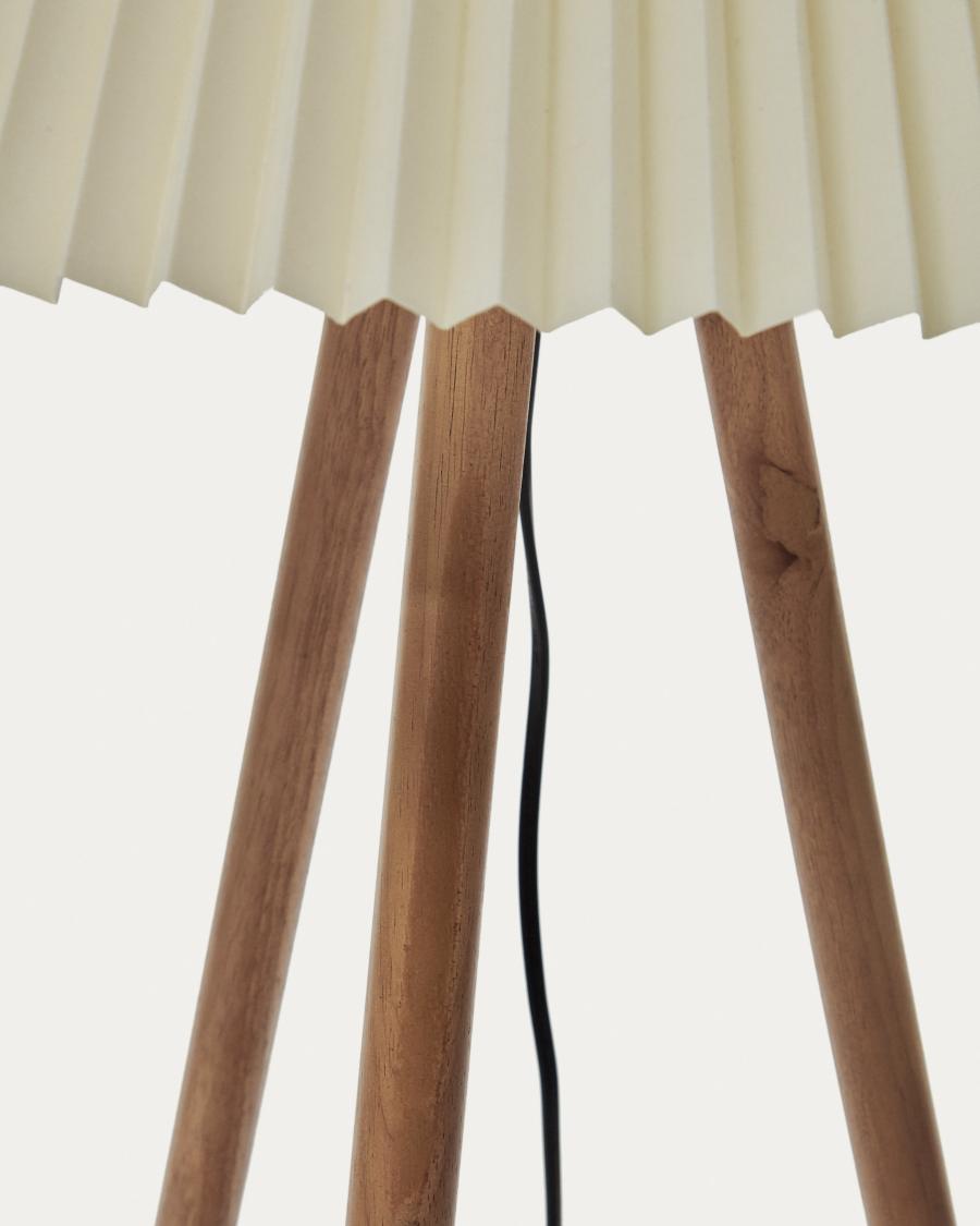 Stehlampe Japandi aus Kautschukholz Natur Beige