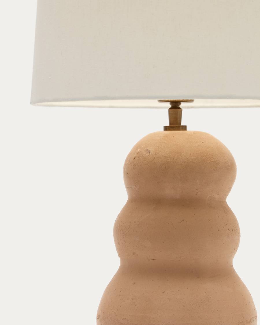 Japandi Tischlampe Terrakotta mit Weißem Schirm