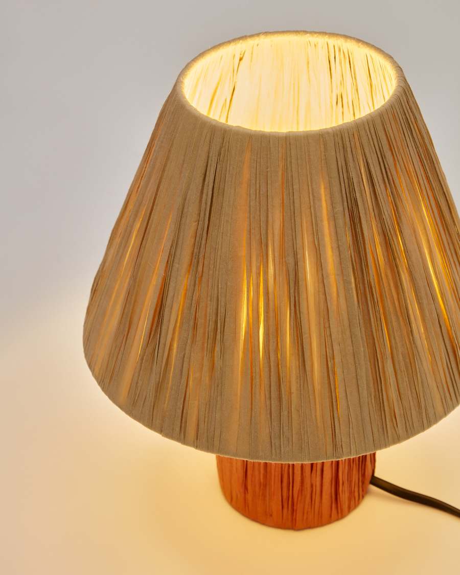 Tischlampe Japandi Raffiabast Natur Terrakotta