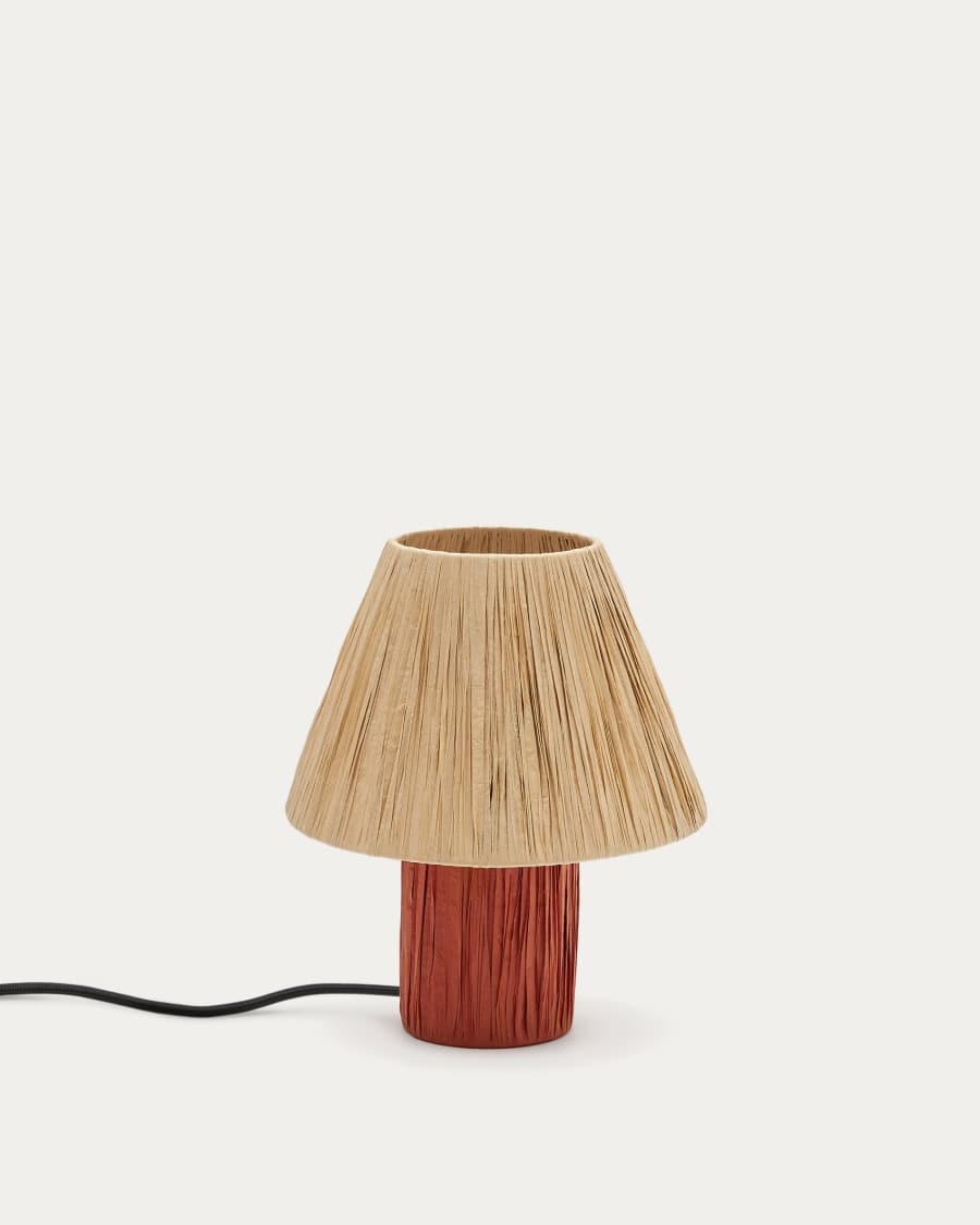 Tischlampe Japandi Raffiabast Natur Terrakotta