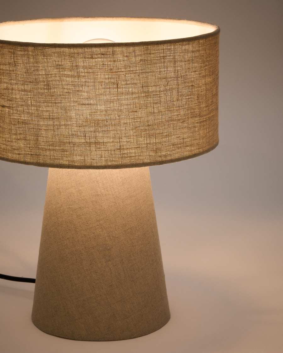 Japandi Tischlampe aus Grauem Stoff
