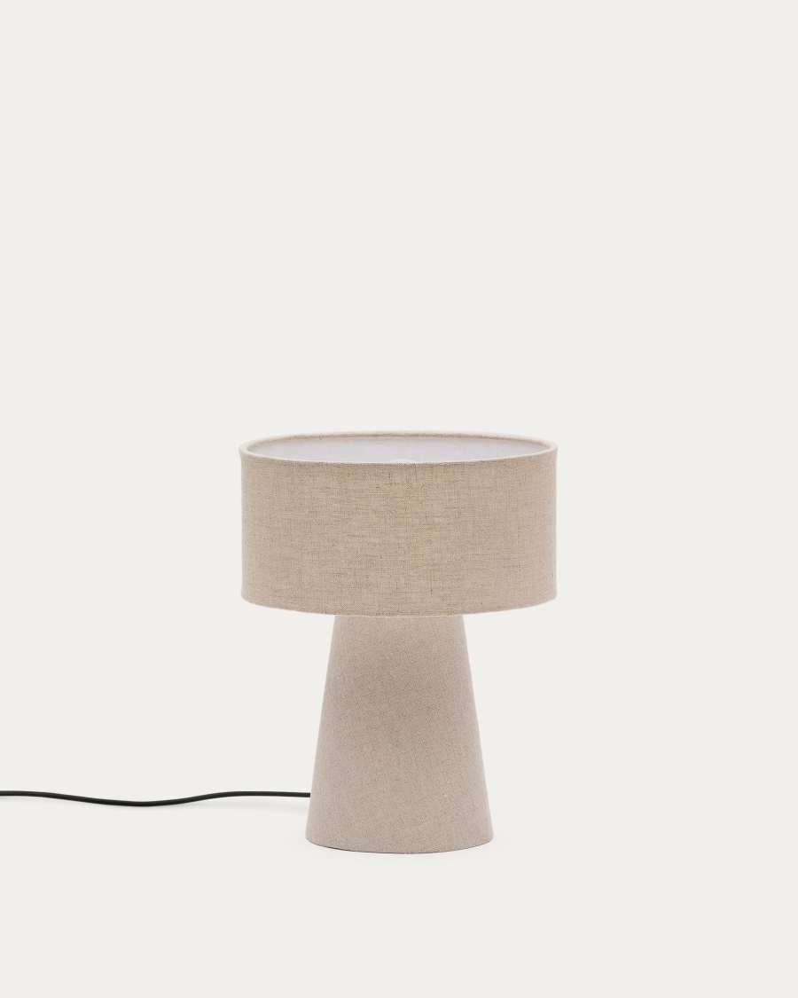 Japandi Tischlampe aus Grauem Stoff