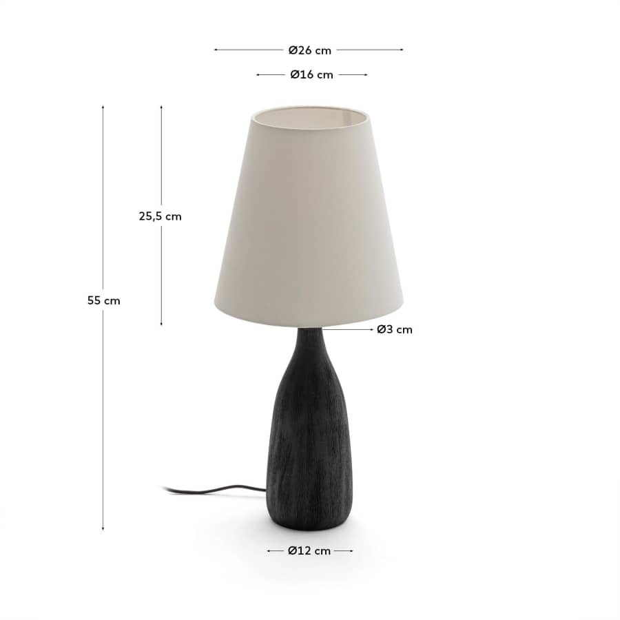Japandi Tischlampe aus Holz in Schwarz