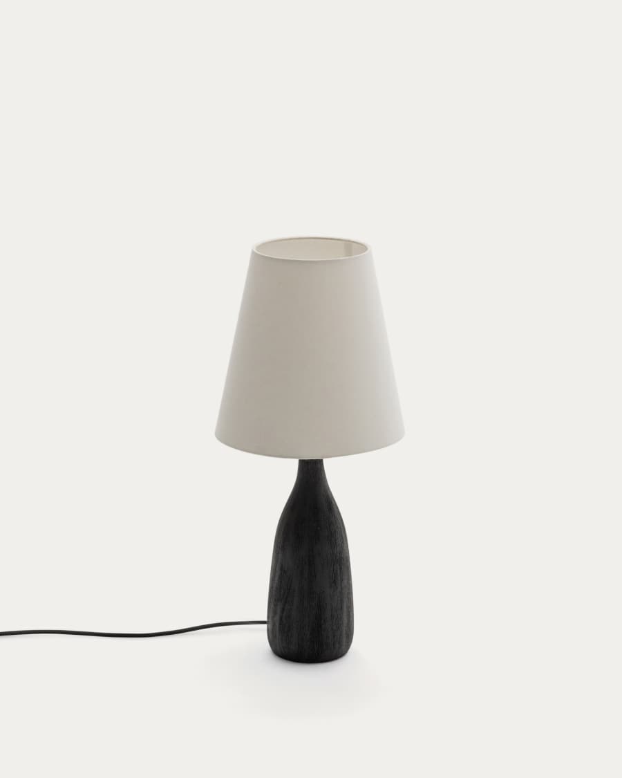 Japandi Tischlampe aus Holz in Schwarz