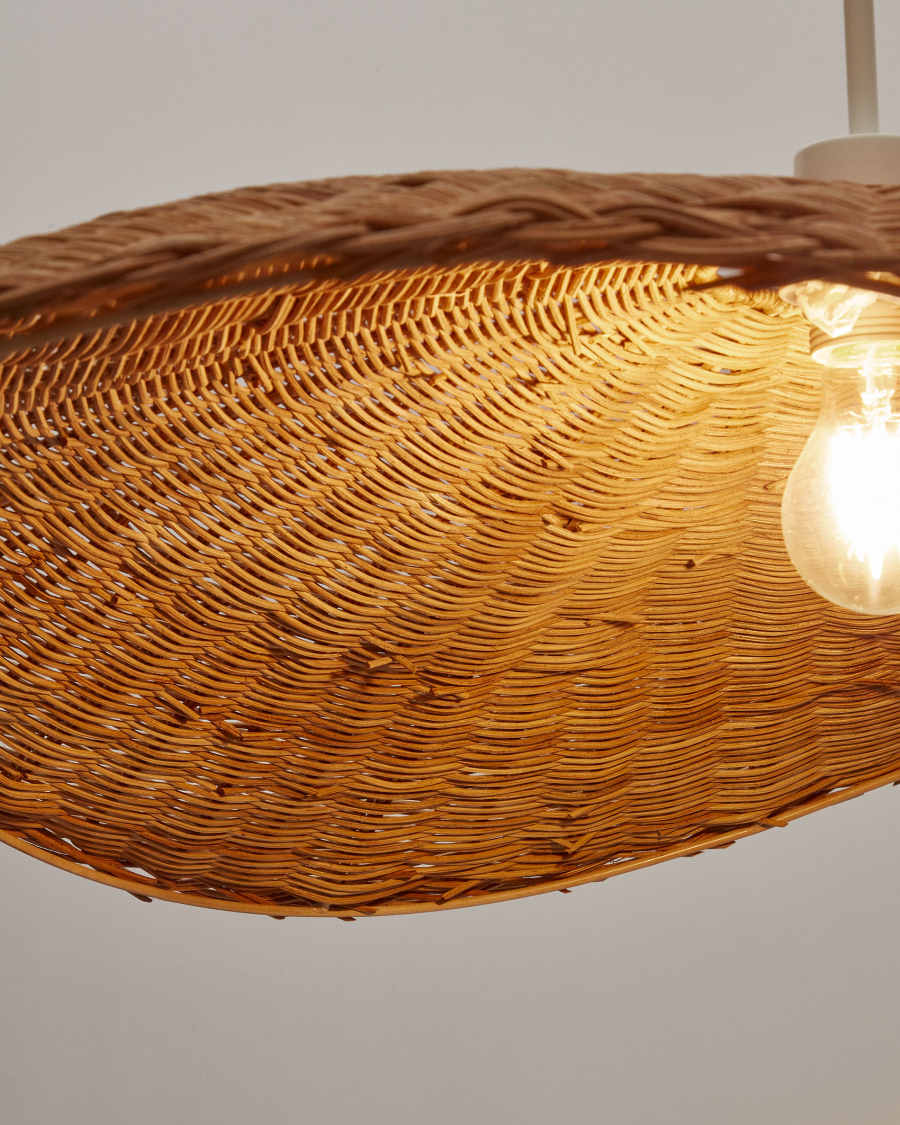 Pendelleuchte Lampenschirm Japandi Rattan Natur 80 cm
