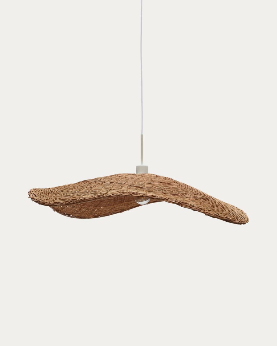 Pendelleuchte Lampenschirm Japandi Rattan Natur 80 cm