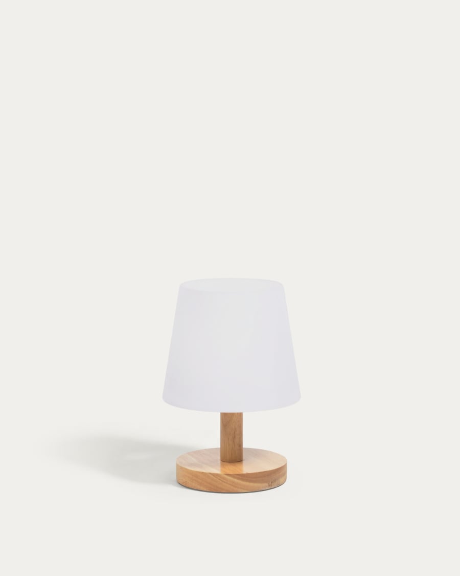 Japandi Tischlampe aus Polyethylen und Holz