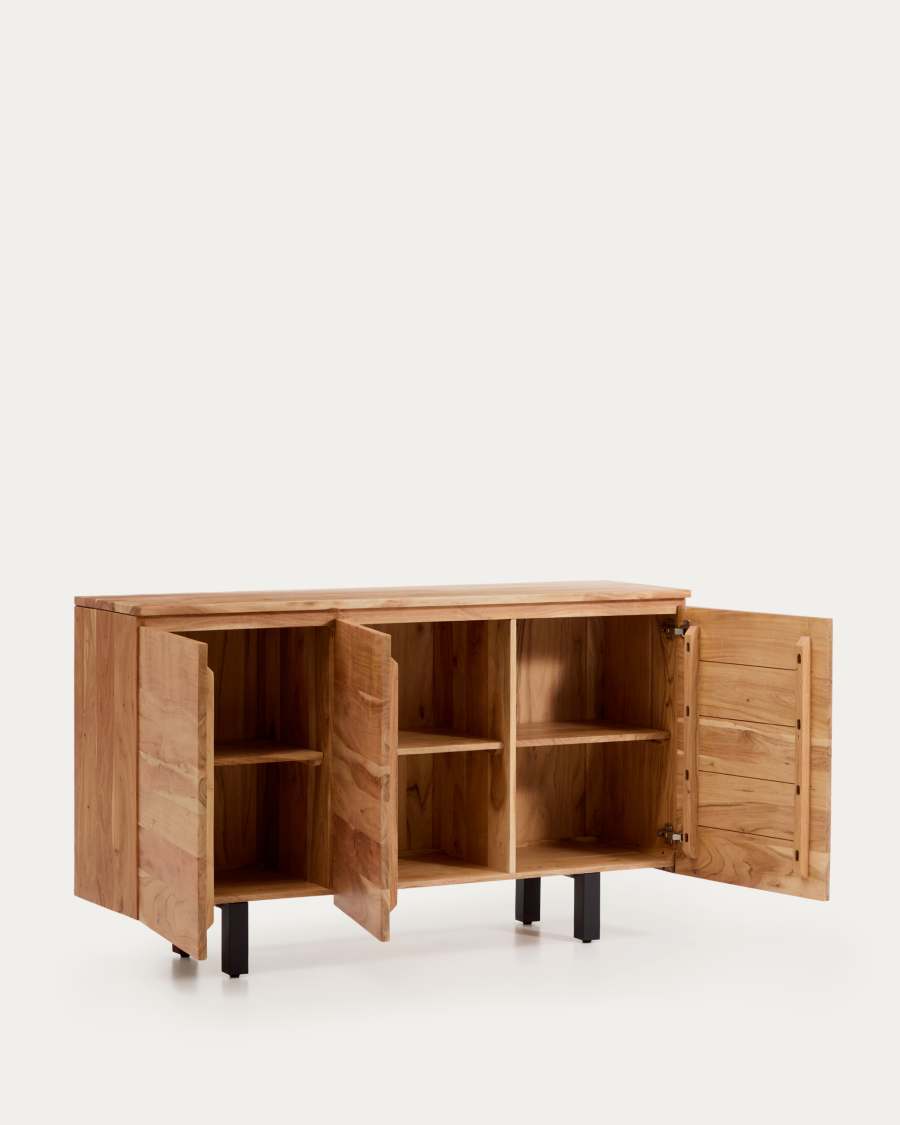Sideboard Japandi Akazienholz Gebleicht 3 Türen 150x88 cm