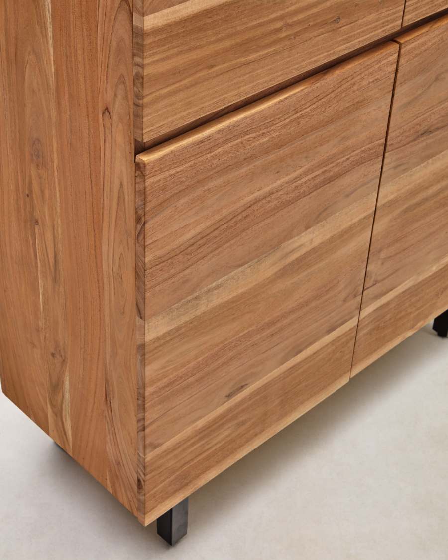 Highboard Japandi Akazienholz Gebleicht Stahl 4 Türen 100x155 cm