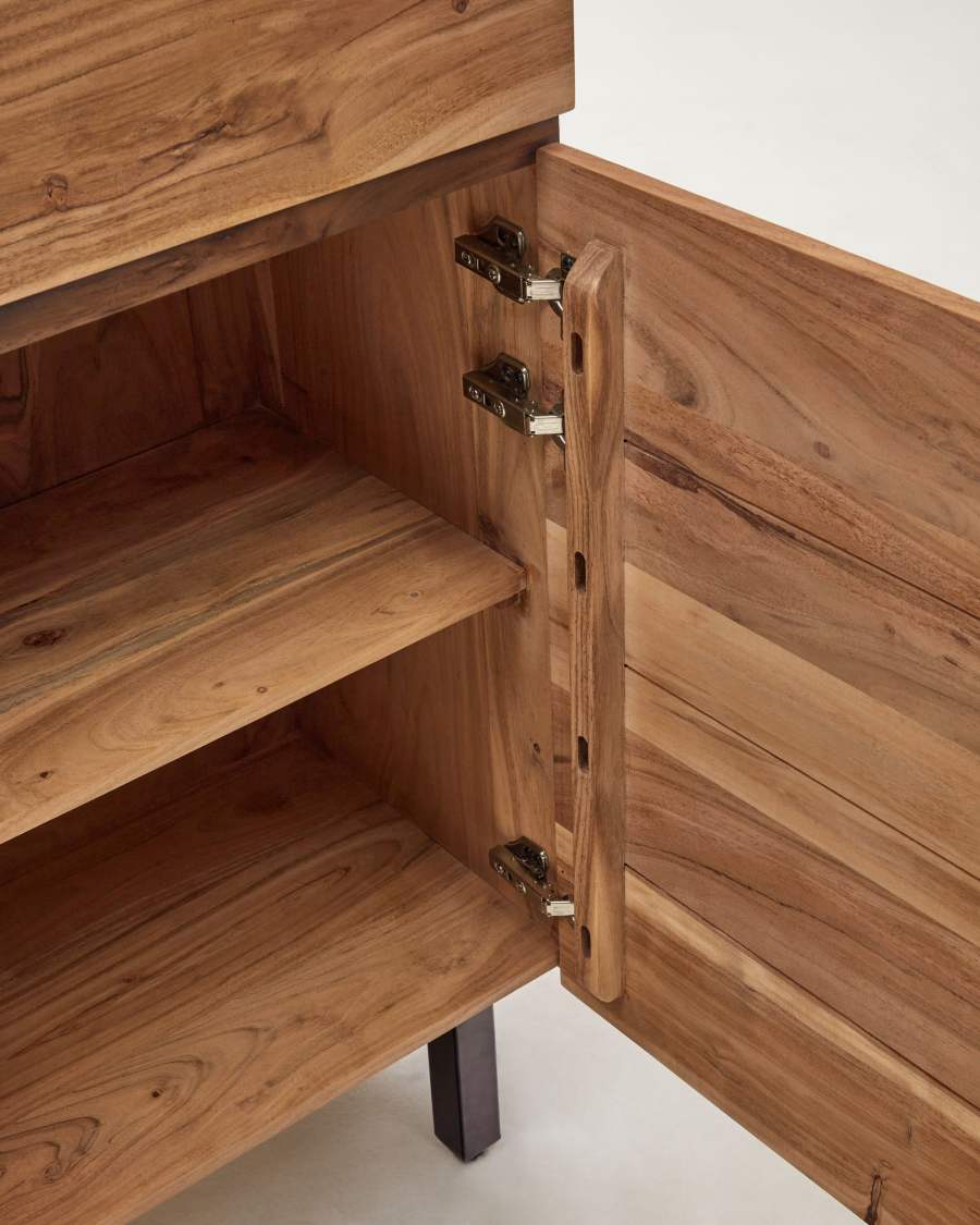 Highboard Japandi Akazienholz Gebleicht Stahl 4 Türen 100x155 cm