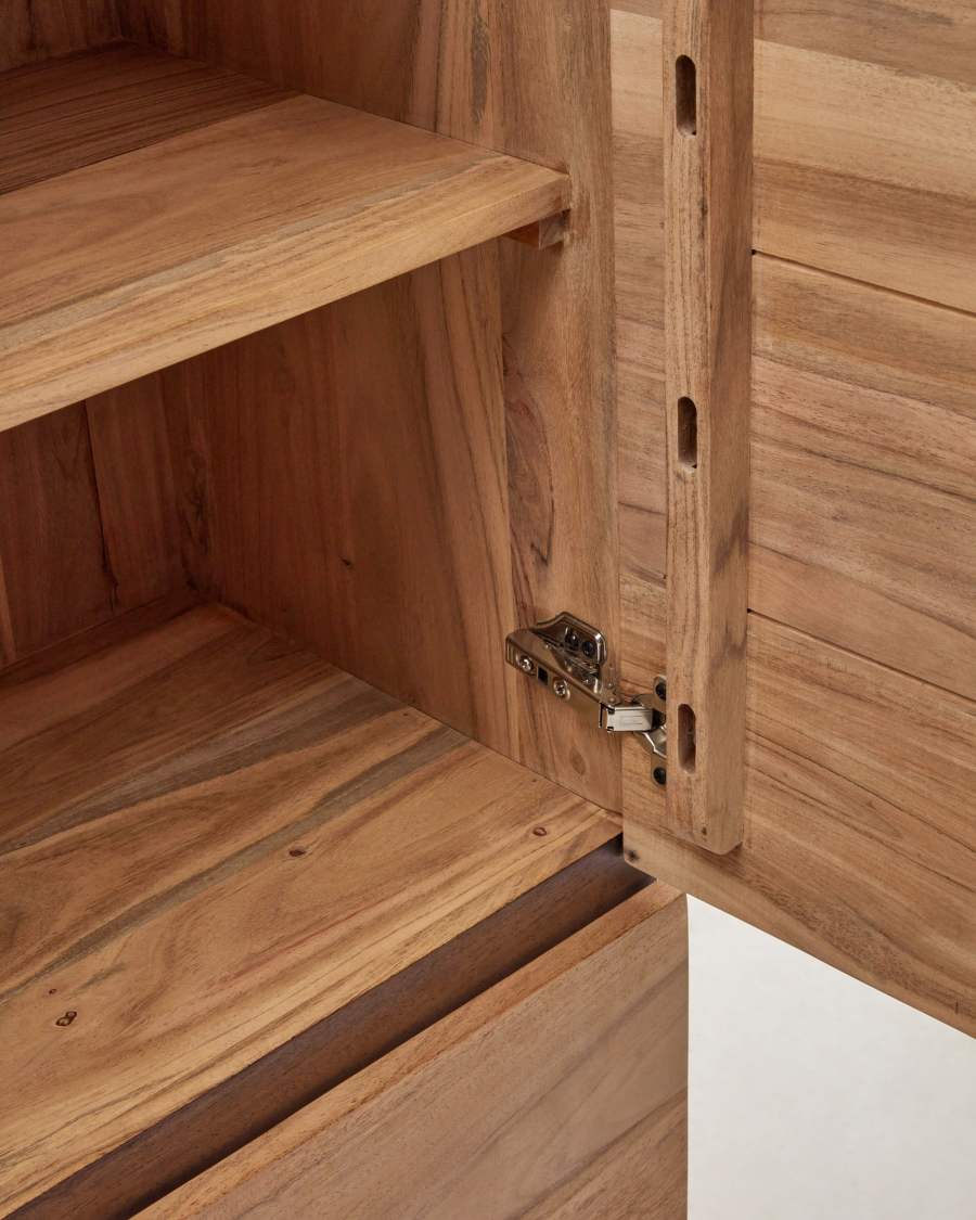 Highboard Japandi Akazienholz Gebleicht Stahl 4 Türen 100x155 cm