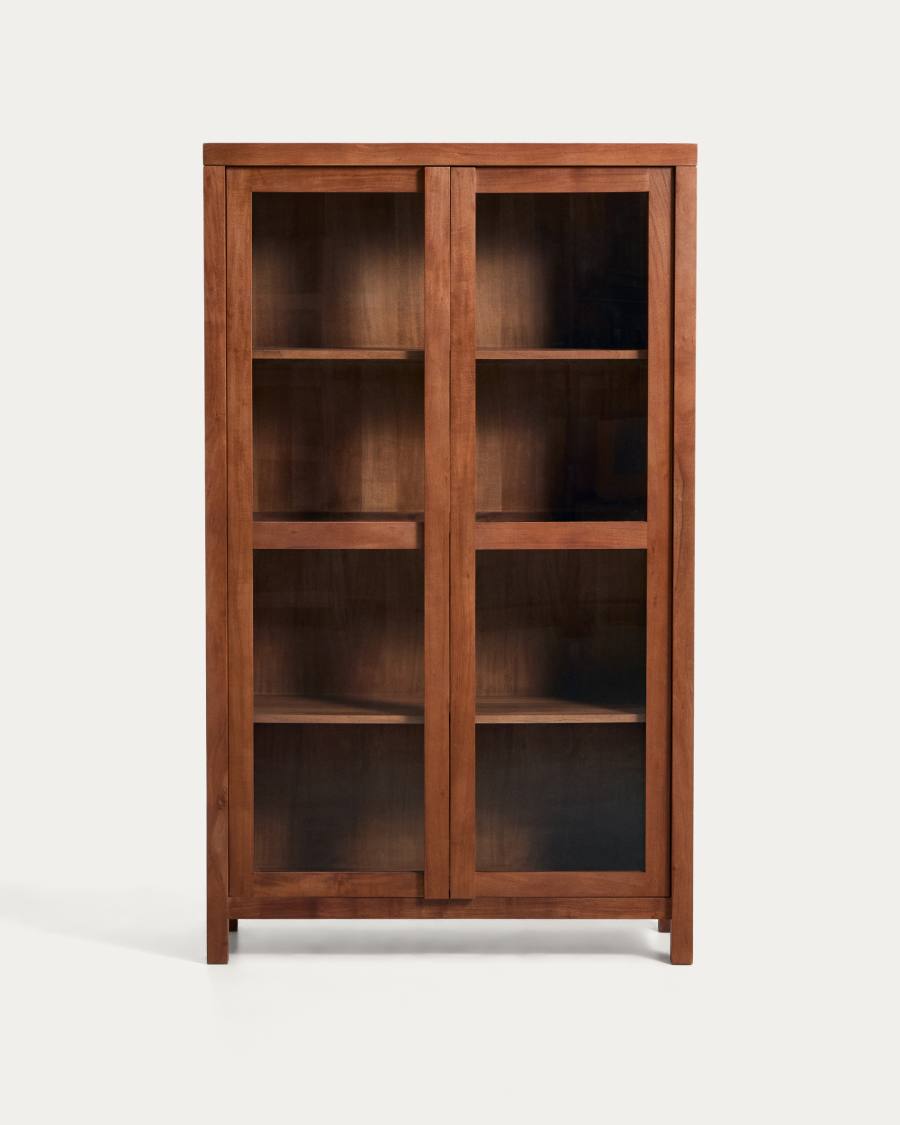 Vitrine im Japandi-Stil aus Akazienholz 110x185 cm