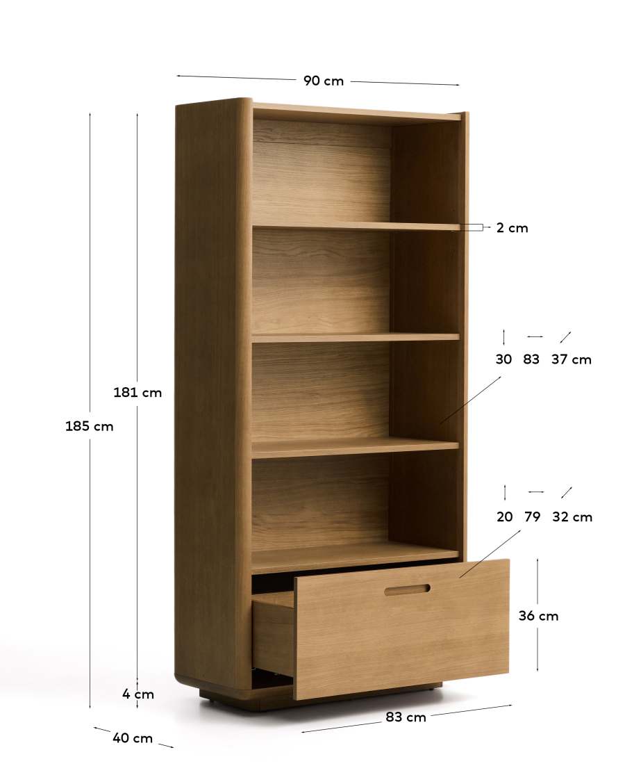 Regal Japandi Eichenholz Hellbraun 90x185 cm
