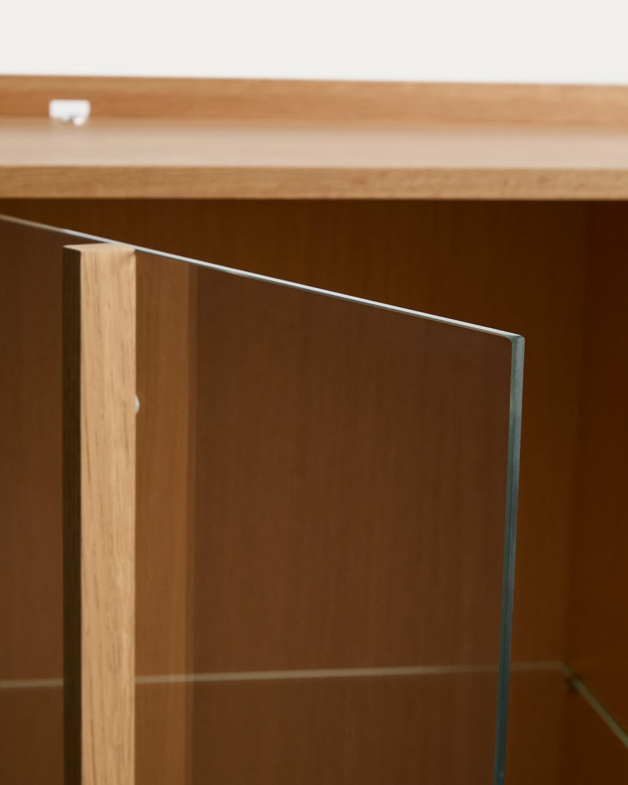 Vitrine im Japandi-Stil aus Eichenholz Natur 100x170 cm