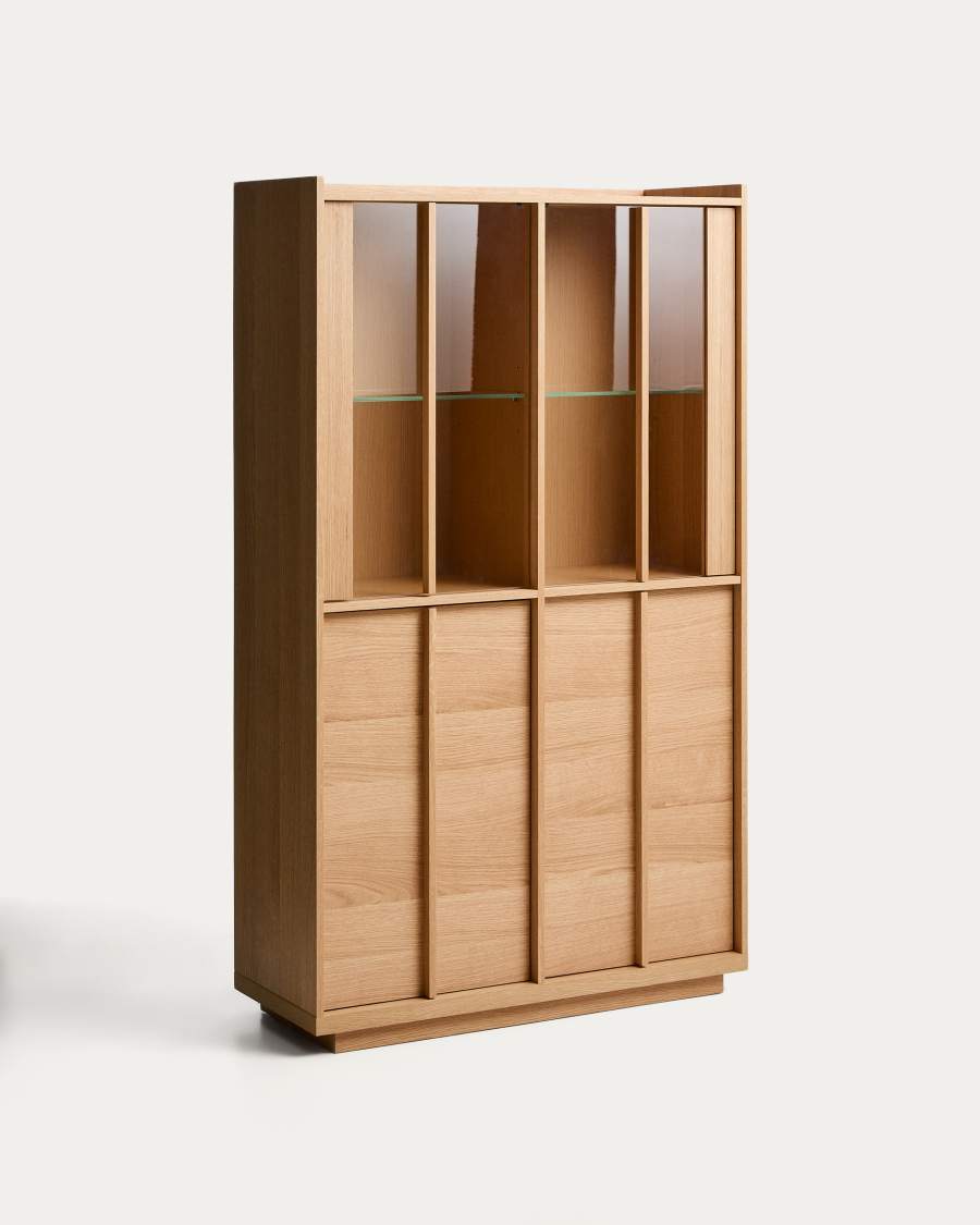 Vitrine im Japandi-Stil aus Eichenholz Natur 100x170 cm
