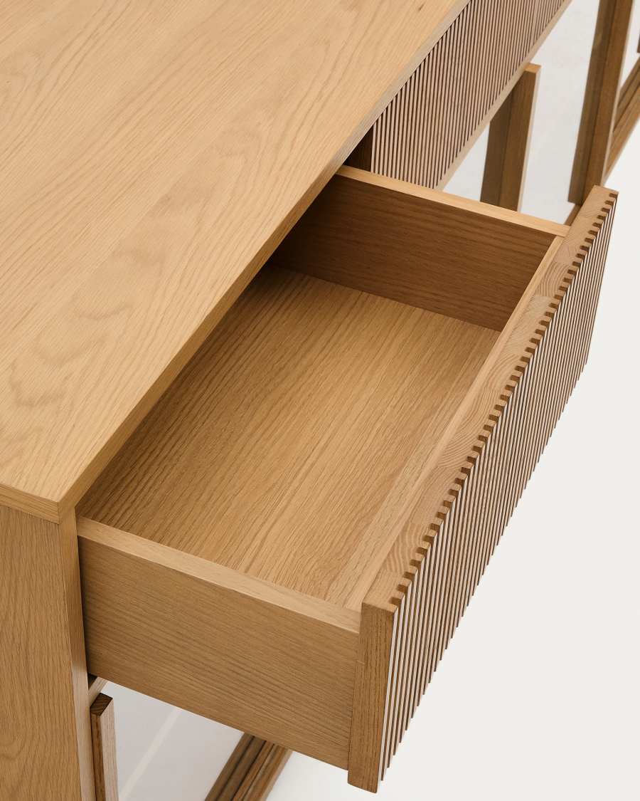 Sideboard Japandi Eichenfurnier Glas 4 Türen 200x80 cm