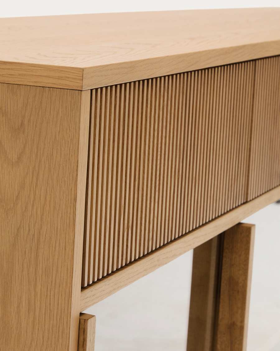 Sideboard Japandi Eichenfurnier Glas 4 Türen 200x80 cm