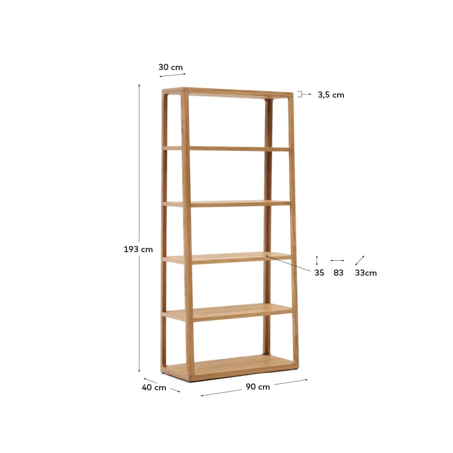 Japandi Bücherregal aus massiver Eiche 90x193 cm