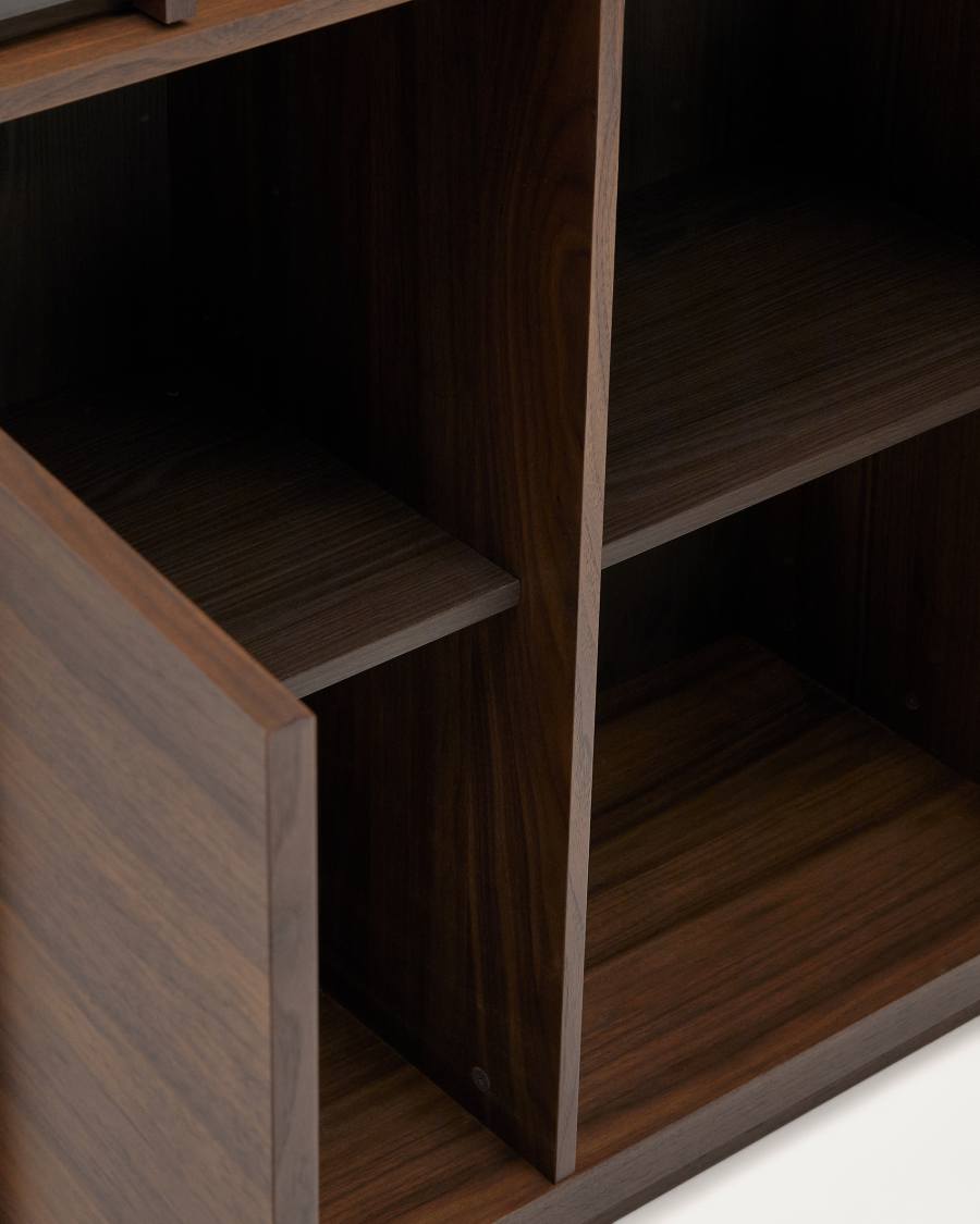 Vitrine Japandi Dunkles Walnussholz 100x170 cm