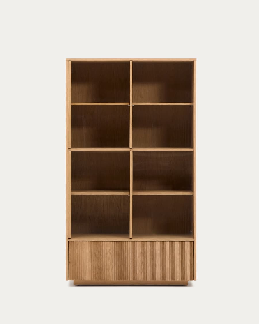 Vitrine Japandi Eichenfurnier Glas 4 Türen 100x174 cm