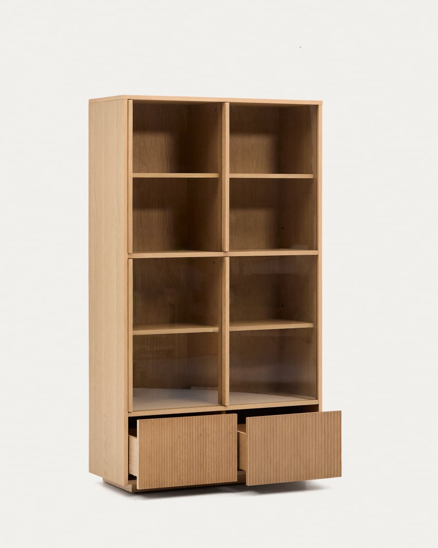 Japandi Vitrine aus Holz und Glas