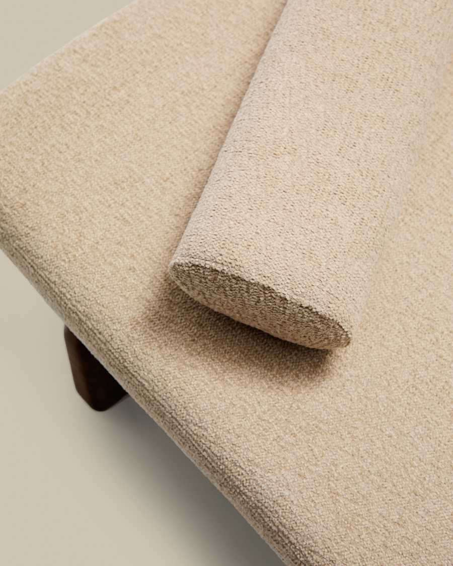 Chaiselongue Japandi Beige Chenille Eschenholz Walnuss
