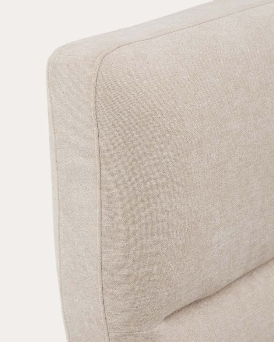 Japandi Bett mit Bettkasten, Chenille-Bezug in Beige, 180 x 200 cm