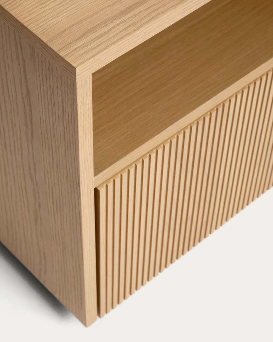 Nachttisch Japandi Eichenfurnier 1 Schublade 45x52 cm