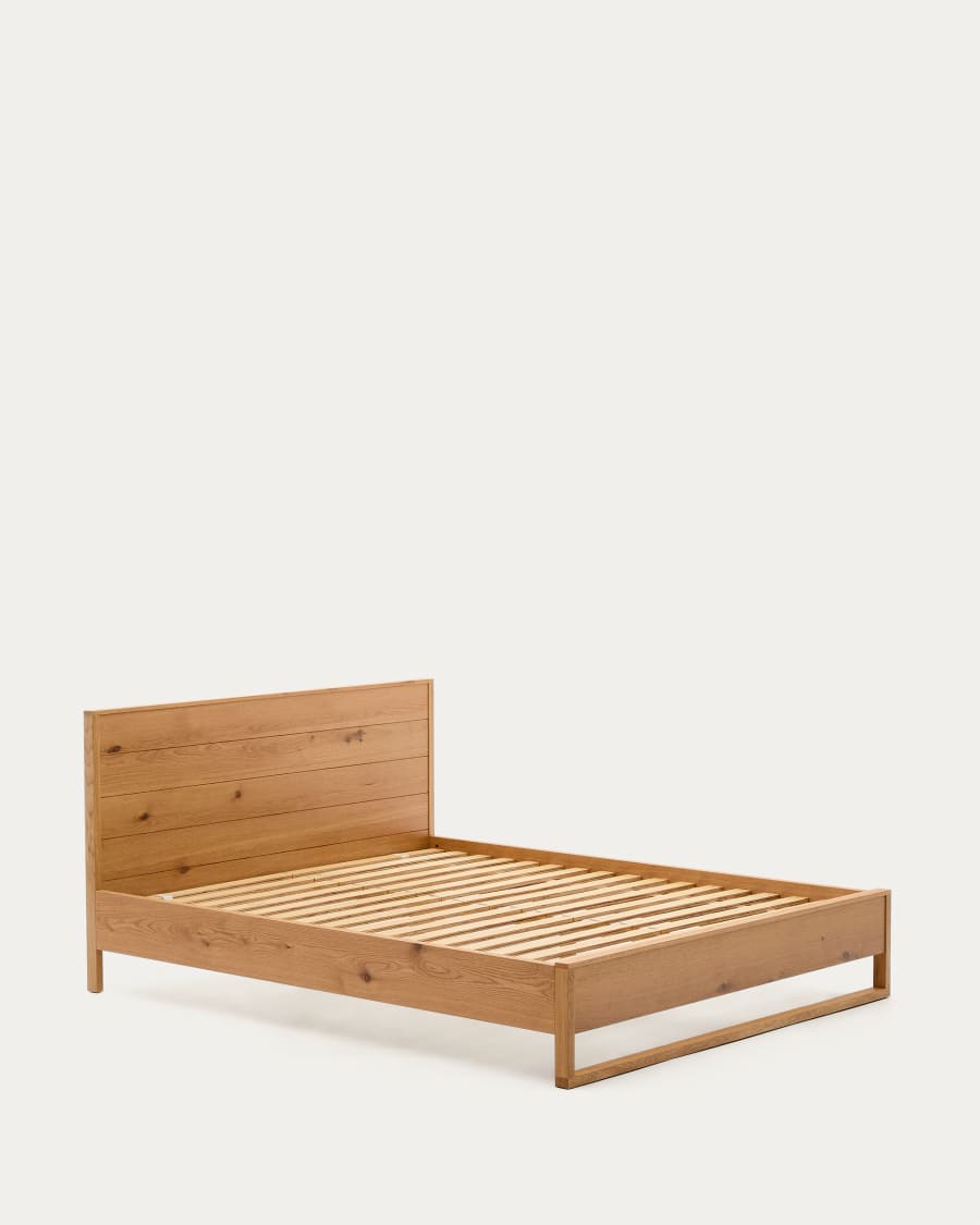 Japandi Bett aus Eichenfurnier Natur 160x200 cm