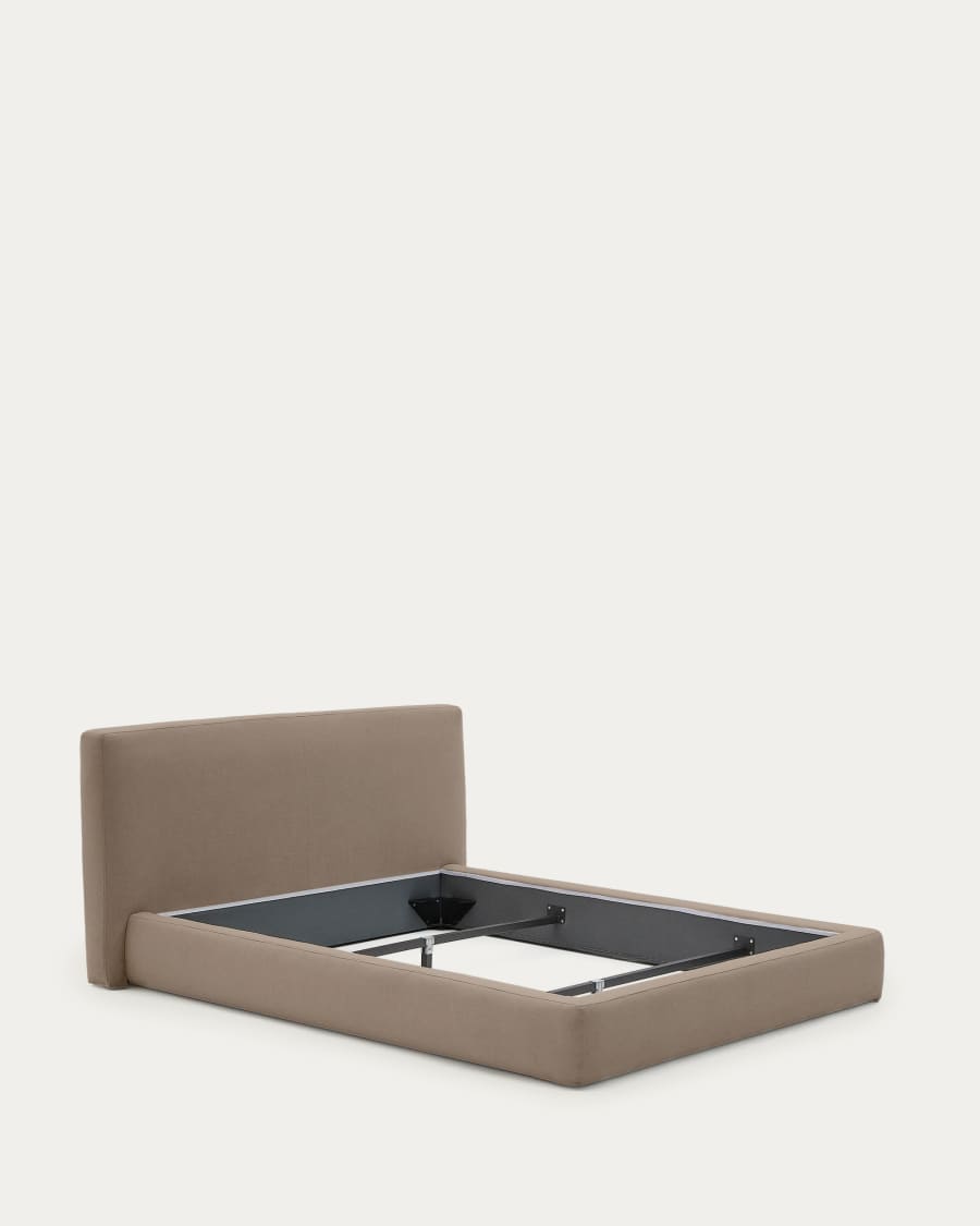Japandi Bett mit Bettkasten 180x200 cm Braun